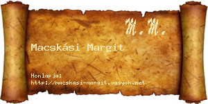 Macskási Margit névjegykártya